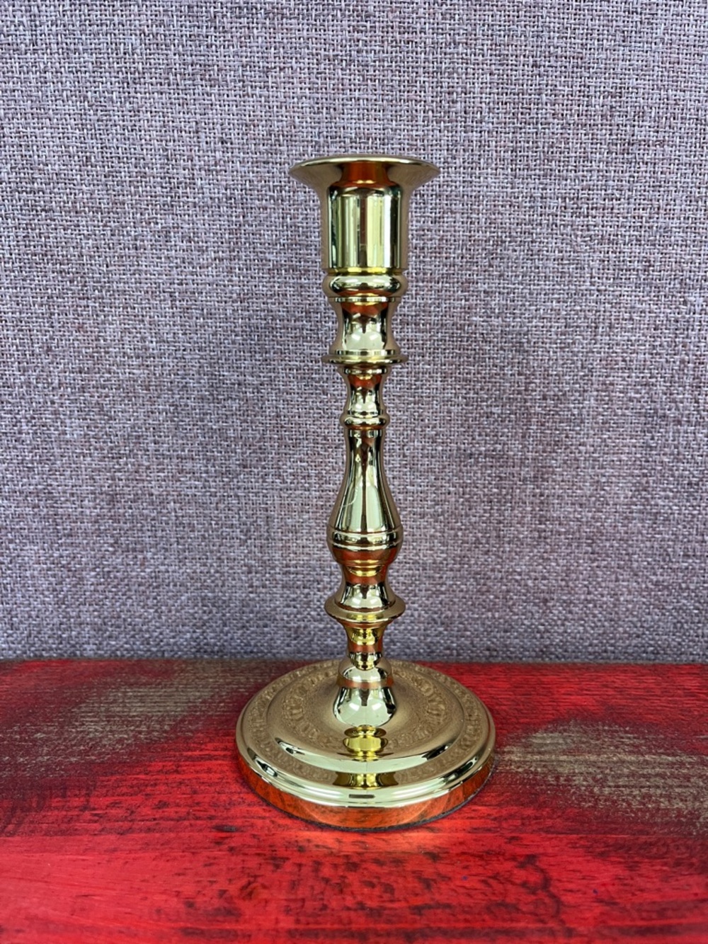 Baldwin Solid Brass Candlestick Holder - Gold 7in tall